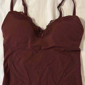 SKIMS Burgundy Lace Trim Camisole